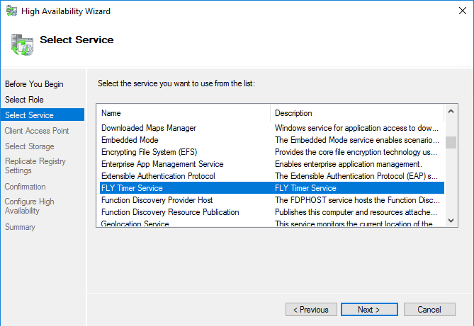 Selecting the service