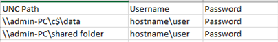 File system connection Import template