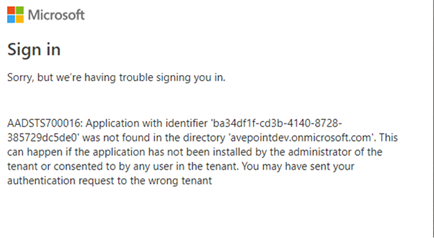 The error message