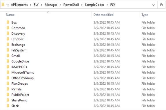 The Fly sample code folder