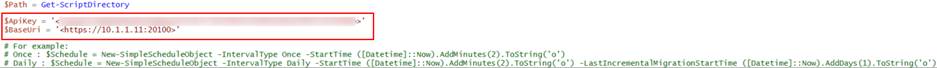 The API key and BaseUri parameters
