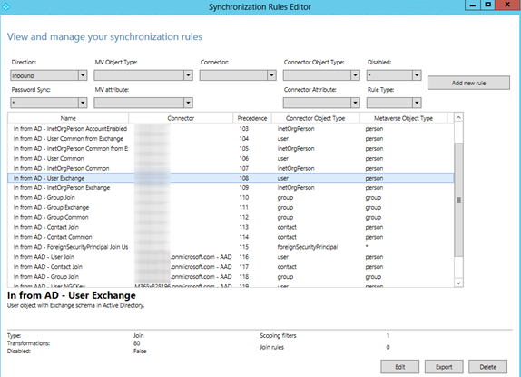 The Synchronization Rules Editor window