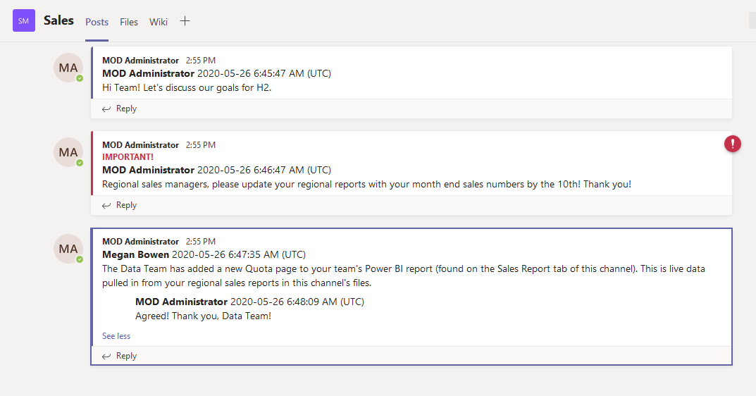 Conversation in the destination when migrating as live messages