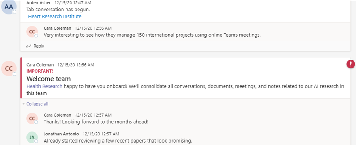 Destination Conversations example