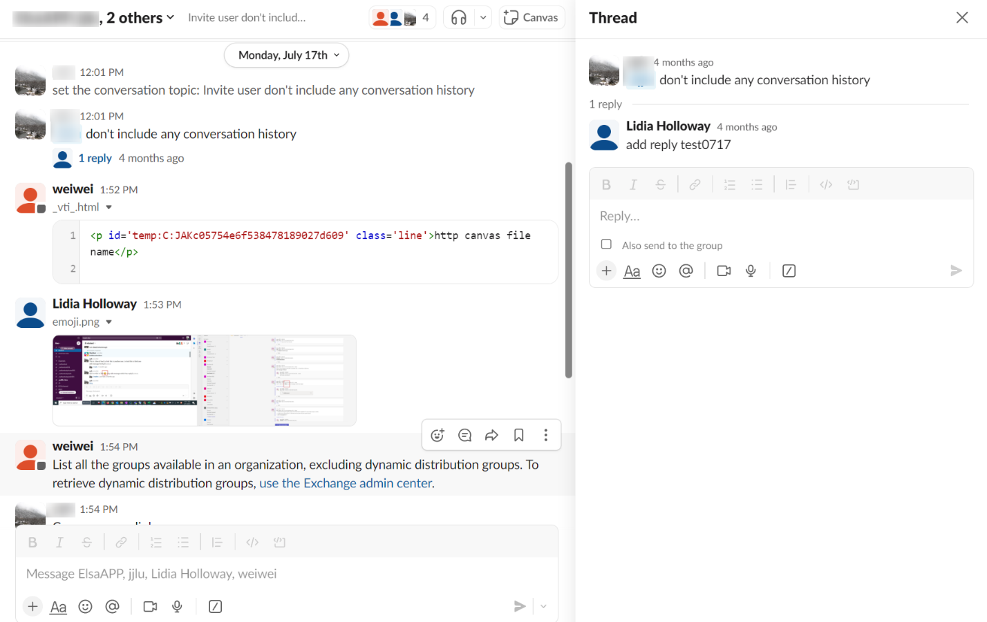 Messages in the source