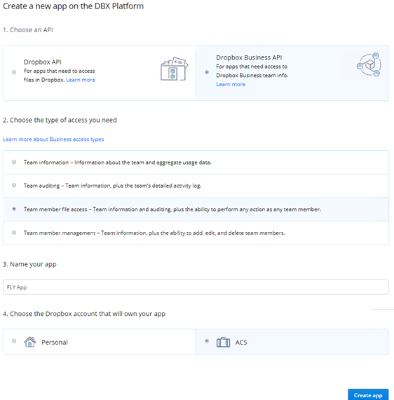 Create app page