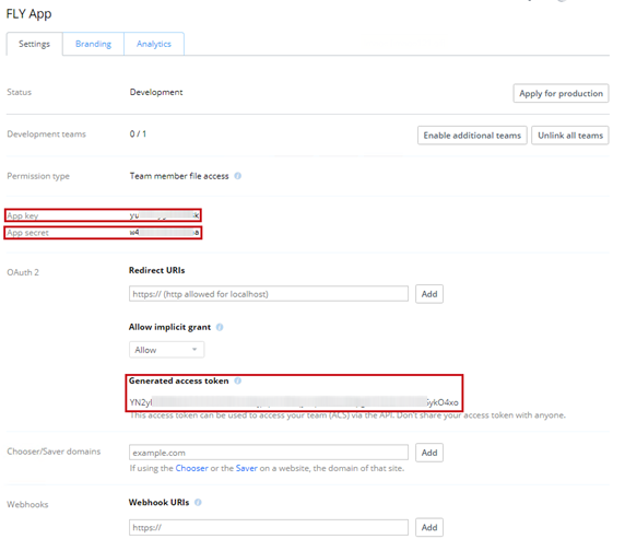 Dropbox app details page