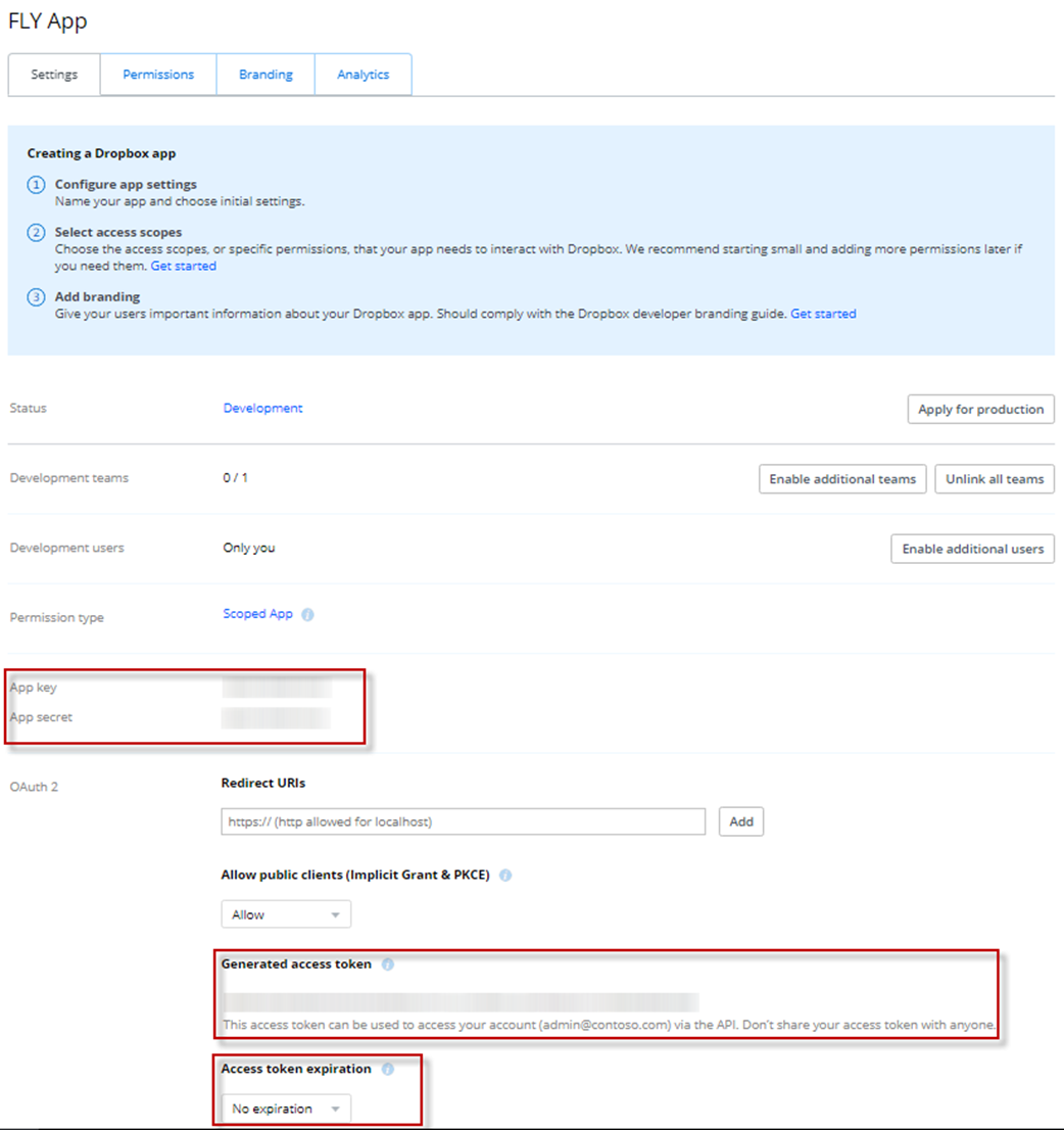 The Dropbox app details page.