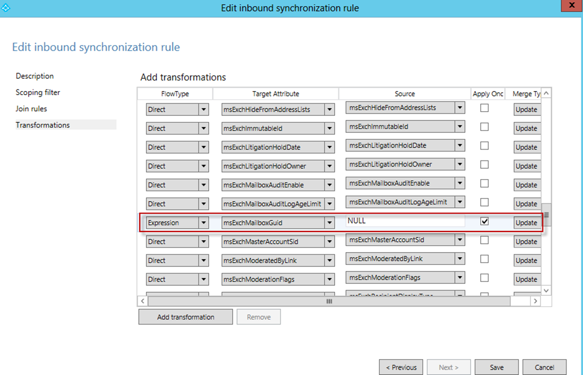 The msExchMailboxGuid attribute