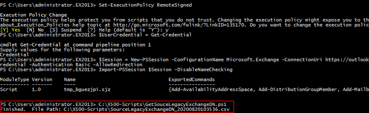 The Legacy Exchange DN Collection commands