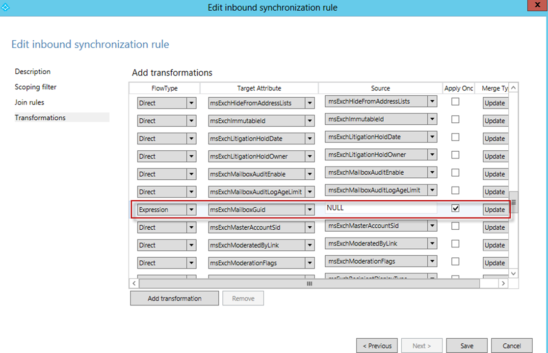 The msExchMailboxGuid attribute