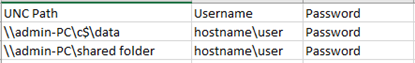 File system connection Import template