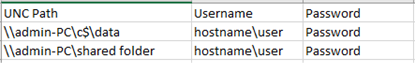 File system connection Import template