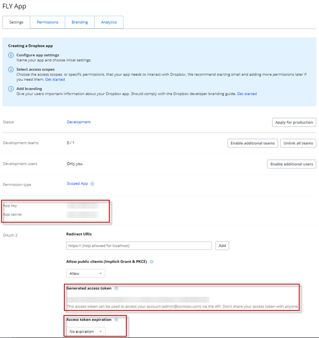 The Dropbox app details page.