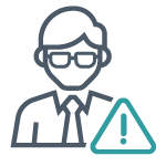 A person with glasses and a warning sign

Description automatically generated with low confidence