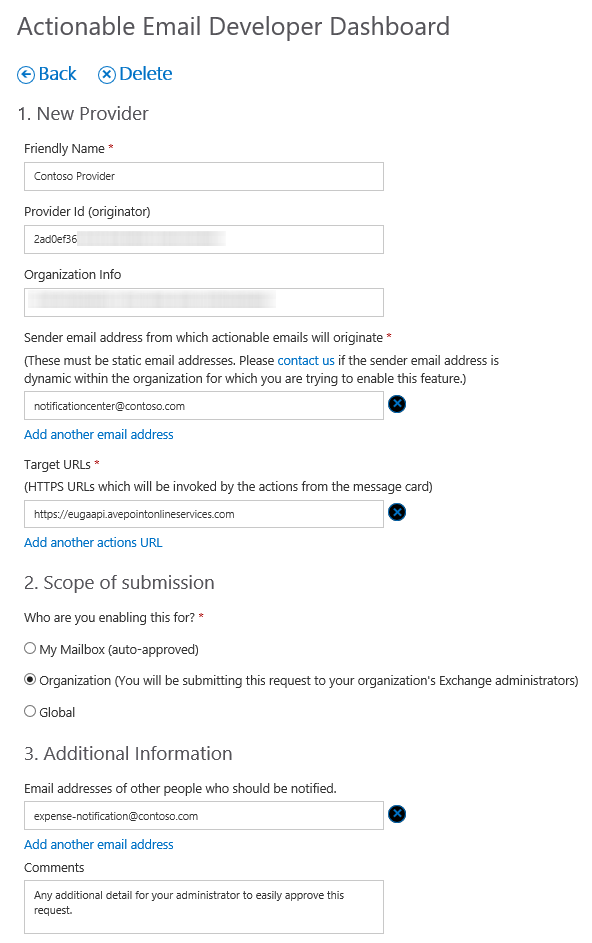 Actionable Email developer dashboard.