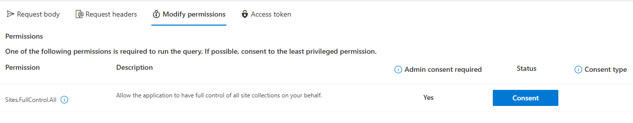Configuring permissions under the "Modify permissions" tab.