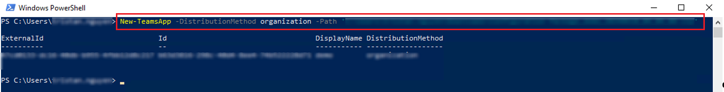 Command to create a Teams app.