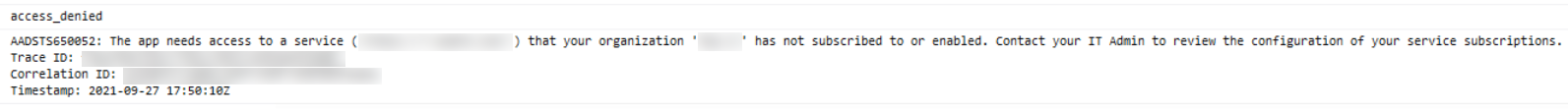 The access denied error